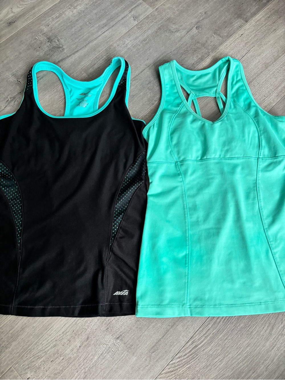 Avia Black and Aqua Tank Tops - Racerback Athletic Tanks (2)